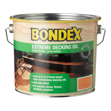 Eιδικό, με βάση το νερό λάδι, για εξωτερική χρήση. Εμποτίζει και προστατεύει τα ξύλινα καταστρώματα και εμποδίζει την αποσύνθεση, την ξήρανση και τις ρωγμές BONDEX